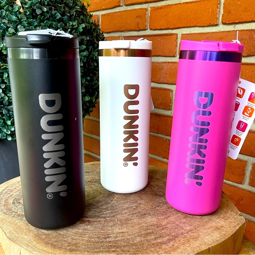New DUNKIN 18 OZ ION Stainless Sipper • You pick • Black Color Only